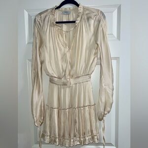 Reset By Jane champagne silky long sleeve dress